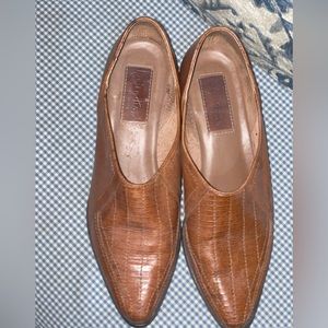 Loafers Designer brown leather flats slidesSz 9.5